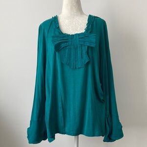 ECI Women NY Teal Long Sleeve Top